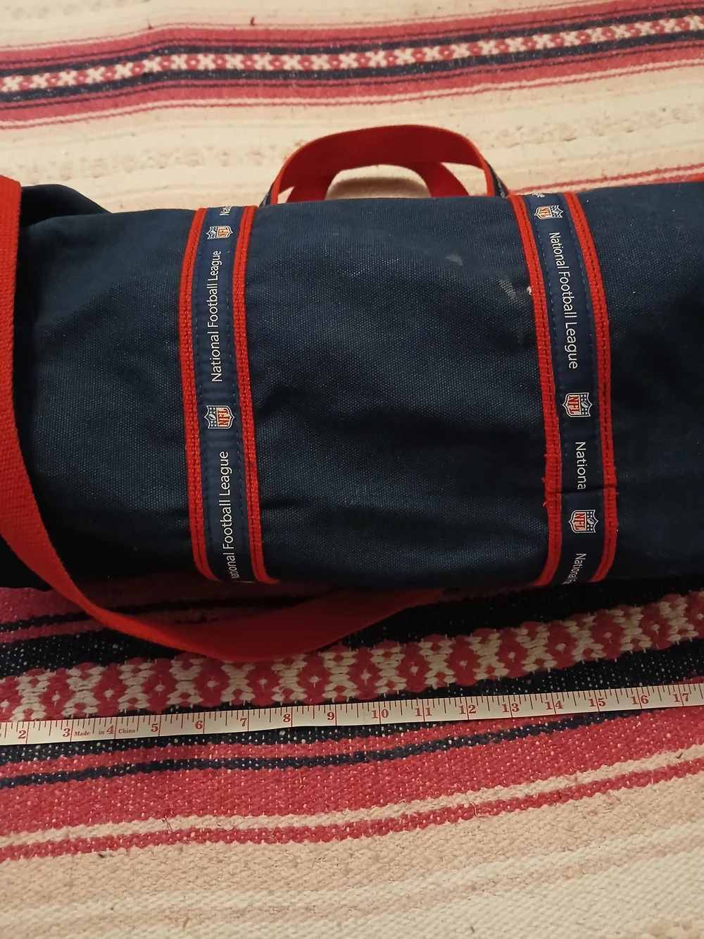 Vintage NFL Round Canvas Zip-Up Duffle Weekender Bag With Strap